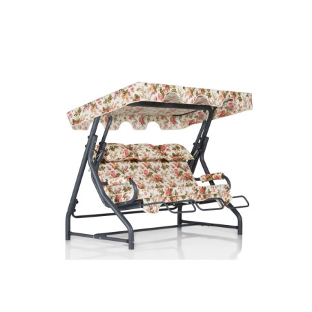 Balancelle de jardin 3 places en métal et polyester multicolore 200 x 165 x 110 cm, charge 240 kg