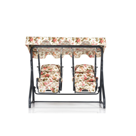 Balancelle de jardin 2 places en métal et polyester multicolore 200 x 165 x 110 cm