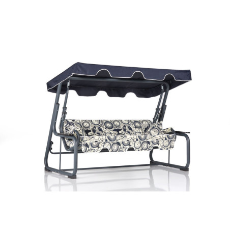 Balancelle de jardin 3 places en métal et polyester multicolore 200 x 165 x 110 cm, charge 320 kg