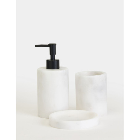 Ensemble de salle de bain 3 pièces en marbre blanc et noir, fait main