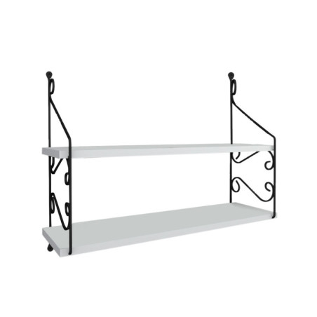 Étagère murale 2 niveaux en panneau mélaminé et métal blanc 72 x 51 x 20 cm