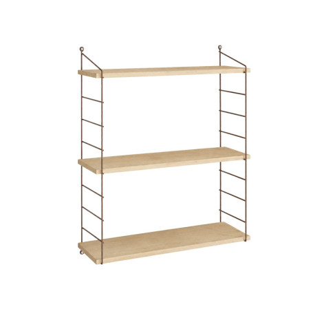 Étagère murale 3 niveaux en panneau mélaminé et métal chêne 72 x 85 x 20 cm