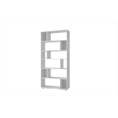 Grande bibliothèque en panneau mélaminé blanc 90 x 188,6 x 25,4 cm, style scandinave