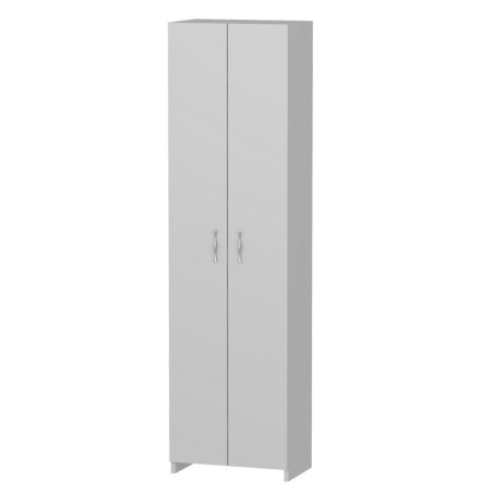 Armoire multifonction en panneau mélaminé blanc 49 x 182 x 30 cm, nombreuses étagères