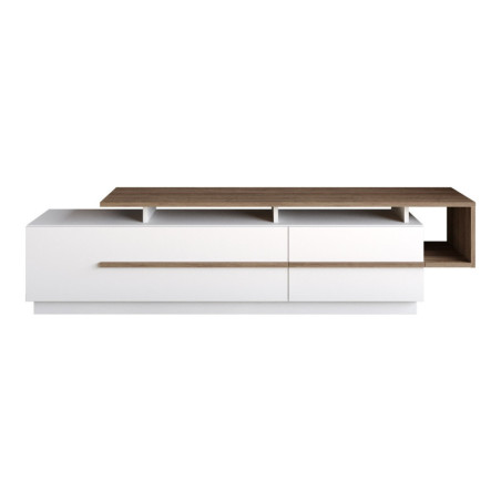 Meuble TV en panneau mélaminé noyer et blanc 180 x 46,4 x 38,9 cm