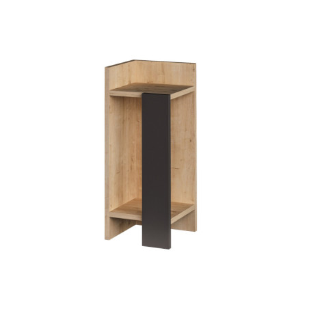 Table de chevet gauche en panneau mélaminé chêne et anthracite 25 x 60 x 27 cm