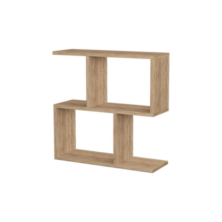 Table d'appoint en panneau mélaminé chêne 60 x 60 x 20 cm avec étagère