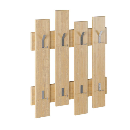 Porte-manteau mural en panneau mélaminé chêne 64 x 79 x 4 cm