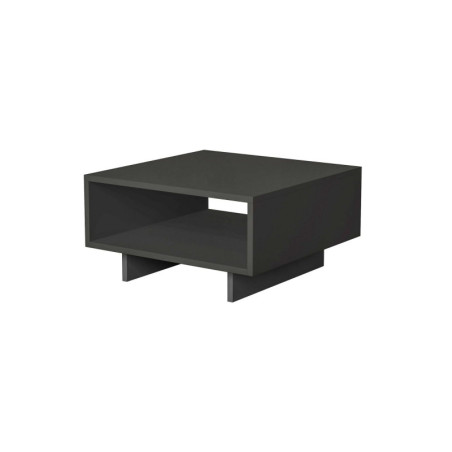 Table basse en panneau mélaminé anthracite 60 x 32 x 60 cm avec étagère