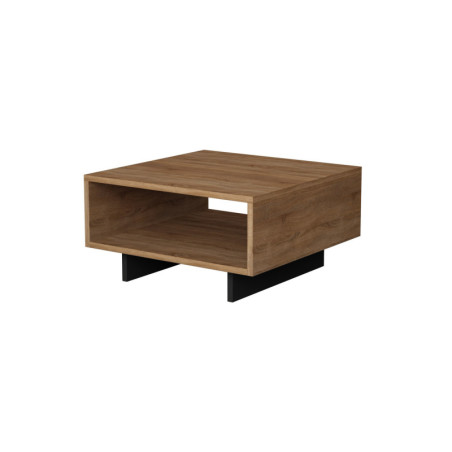 Table basse en panneau mélaminé chêne et anthracite 60 x 32 x 60 cm avec étagère