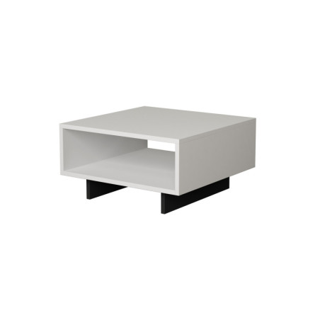 Table basse en panneau mélaminé blanc et anthracite 60 x 32 x 60 cm avec étagère