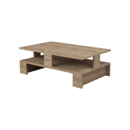 Table basse en panneau mélaminé chêne 80 x 27,5 x 50 cm, style scandinave
