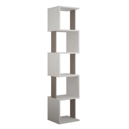 Bibliothèque en panneau mélaminé blanc et moka clair 35 x 161 x 30 cm