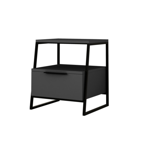 Table de chevet en panneau mélaminé anthracite 45 x 50 x 40 cm avec étagère