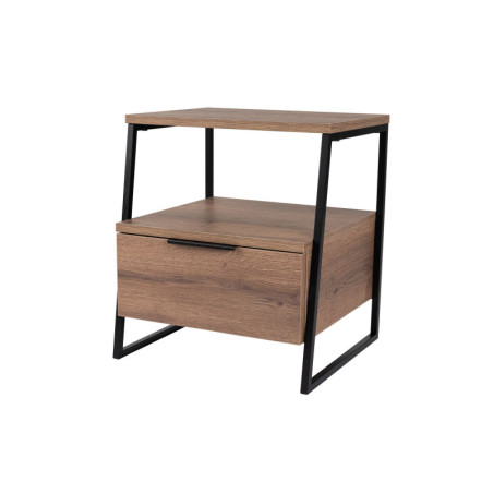 Table de chevet en panneau mélaminé finition Hitit 45 x 50 x 40 cm avec étagère