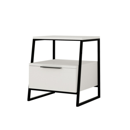 Table de chevet en panneau mélaminé blanc 45 x 50 x 40 cm avec étagère