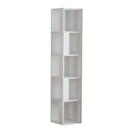 Bibliothèque en panneau mélaminé blanc 34 x 161 x 34 cm, charge 20 kg par étagère