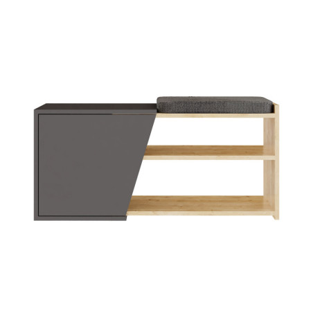 Meuble à chaussures banc en panneau mélaminé chêne et anthracite 104 x 47 x 37 cm