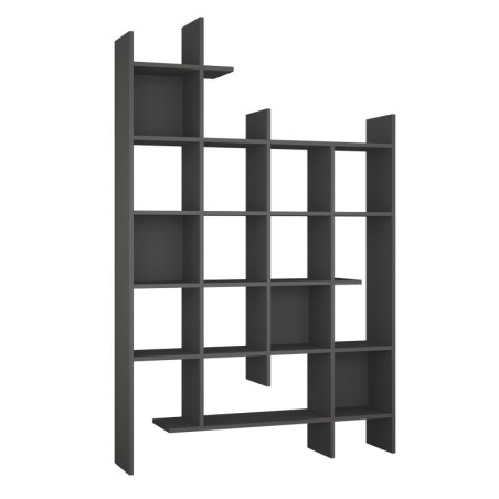 Grande bibliothèque en panneau mélaminé anthracite 122 x 188 x 25,5 cm
