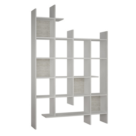Grande bibliothèque en panneau mélaminé blanc 122 x 188 x 25,5 cm, style scandinave