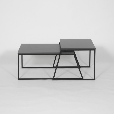 Ensemble de 2 tables basses en panneau mélaminé et métal anthracite et noir