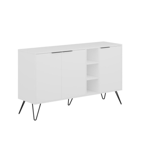 Console en panneau mélaminé blanc 142 x 83 x 35,6 cm, pieds 20 cm