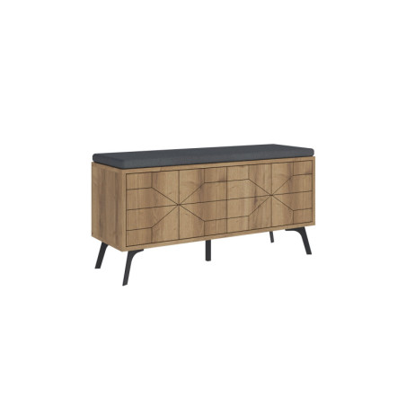 Meuble à chaussures banc en panneau mélaminé et polyester finition Hitit 107 x 55 x 35 cm, charge 80 kg