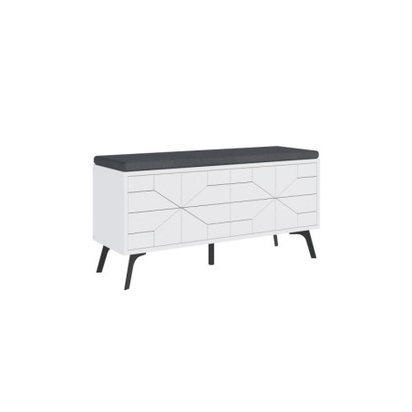 Meuble à chaussures banc en panneau mélaminé et polyester blanc 107 x 55 x 35 cm, charge 80 kg