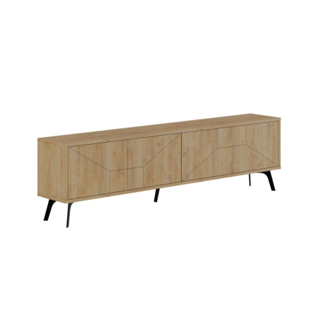 Meuble TV en panneau mélaminé chêne 180 x 50 x 29,6 cm