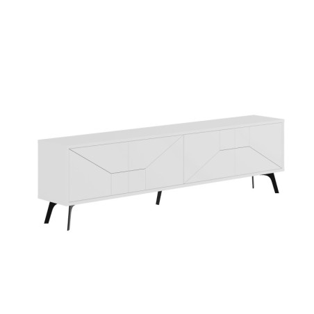 Meuble TV en panneau mélaminé blanc 180 x 50 x 29,6 cm