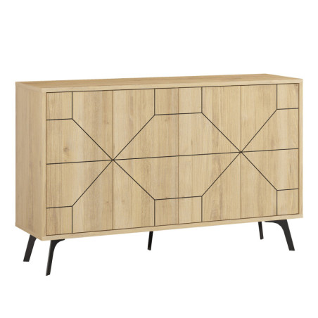 Console en panneau mélaminé chêne 123 x 62,4 x 35 cm