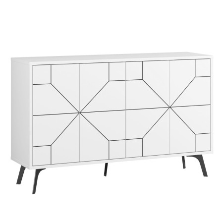 Console en panneau mélaminé blanc 123 x 62,4 x 35 cm