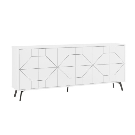 Grande console en panneau mélaminé blanc 184 x 77,4 x 35 cm