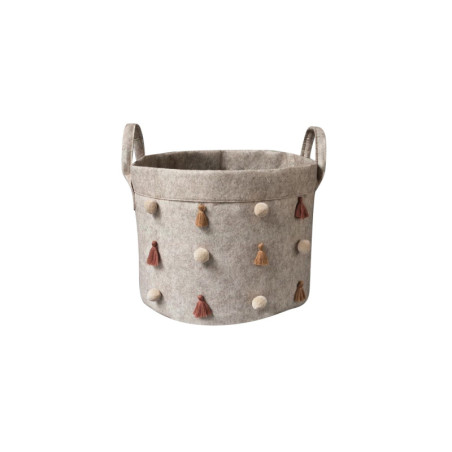 Panier de rangement en feutre crème 20 x 24 cm