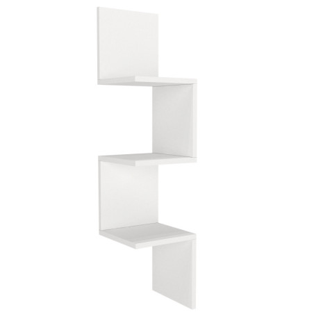 Étagère murale d'angle en panneau mélaminé blanc 25 x 105,4 x 25 cm