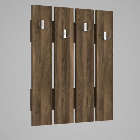 Porte-manteau mural en panneau mélaminé noyer 64,7 x 80 x 3,6 cm