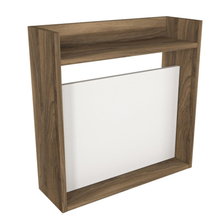 Bureau mural pliable en panneau mélaminé blanc et noyer 60 x 60 cm