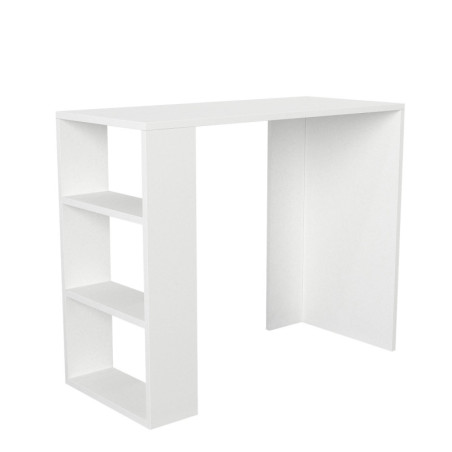 Bureau d'étude en panneau mélaminé blanc 90 x 74 x 40 cm avec étagères