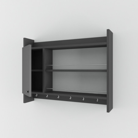 Étagère de cuisine en panneau mélaminé anthracite 85 x 65 x 15 cm