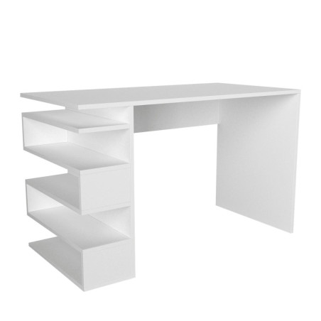 Bureau d'étude en panneau mélaminé blanc 120 x 75 x 60 cm avec étagère