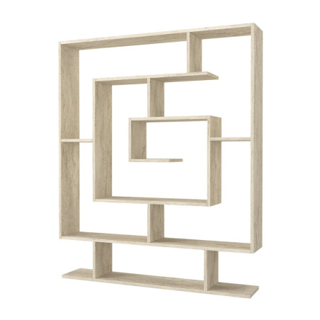 Grande bibliothèque en panneau mélaminé effet travertin 124,8 x 149,4 x 22 cm