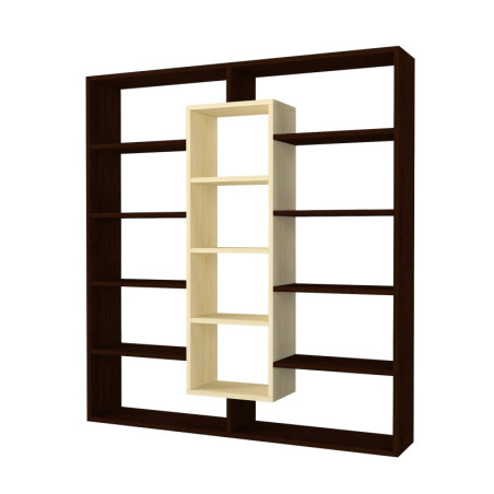 Grande bibliothèque en panneau mélaminé chêne et marron 125 x 135,7 x 22 cm