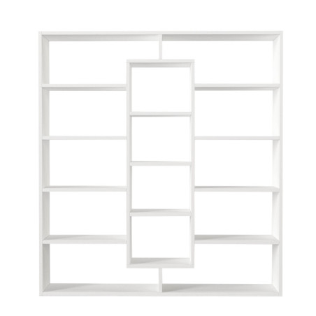 Grande bibliothèque en panneau mélaminé blanc 125 x 135,7 x 22 cm