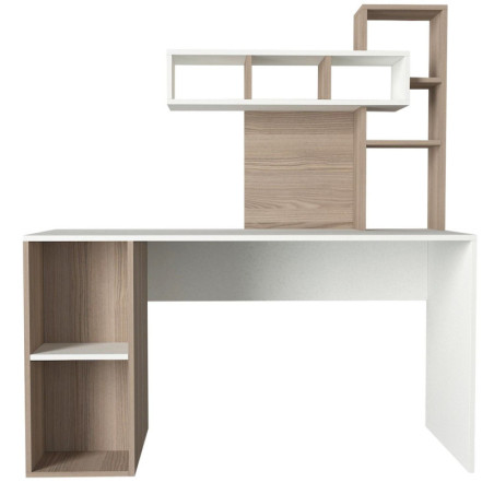 Bureau d'étude avec étagère en panneau mélaminé blanc et Cordoba 140 x 153,8 x 60 cm