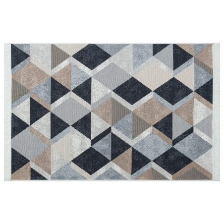 Tapis en coton beige, noir et blanc 160 x 230 cm, tissage plat