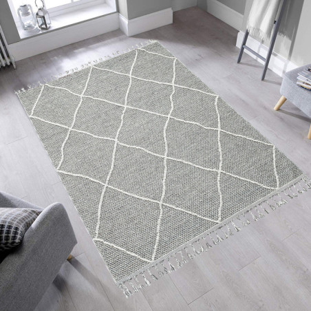 Tapis en polypropylène et polyester gris 130 x 190 cm, poils 10 mm