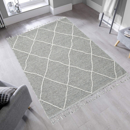 Tapis en polypropylène et polyester gris 160 x 230 cm, poils 10 mm