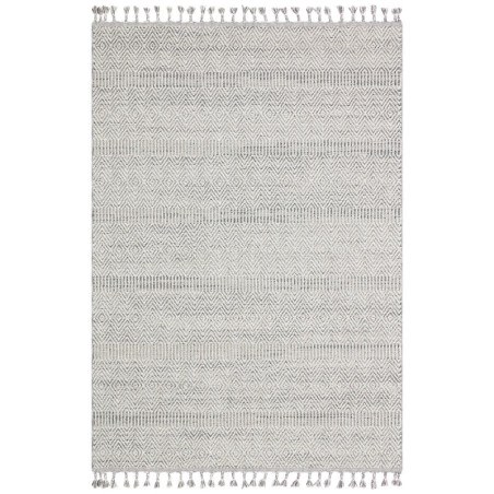 Grand tapis en polypropylène et polyester gris 200 x 290 cm - tissage plat - poils 10 mm
