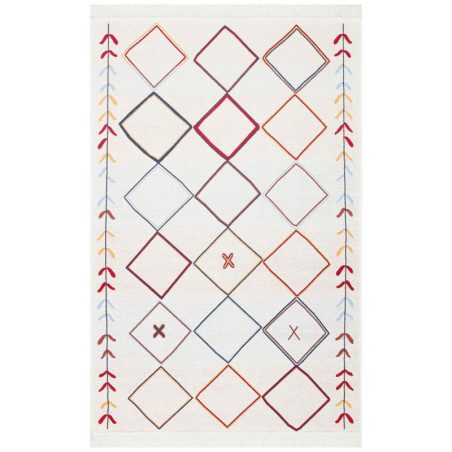Tapis décoratif en coton multicolore 80 x 150 cm - tissé à plat et lavable en machine