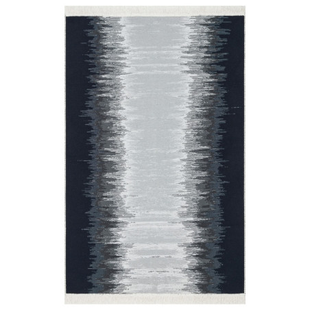 Tapis noir et blanc en coton 120 x 180 cm - tissage plat sans poils - lavable à 30 °C